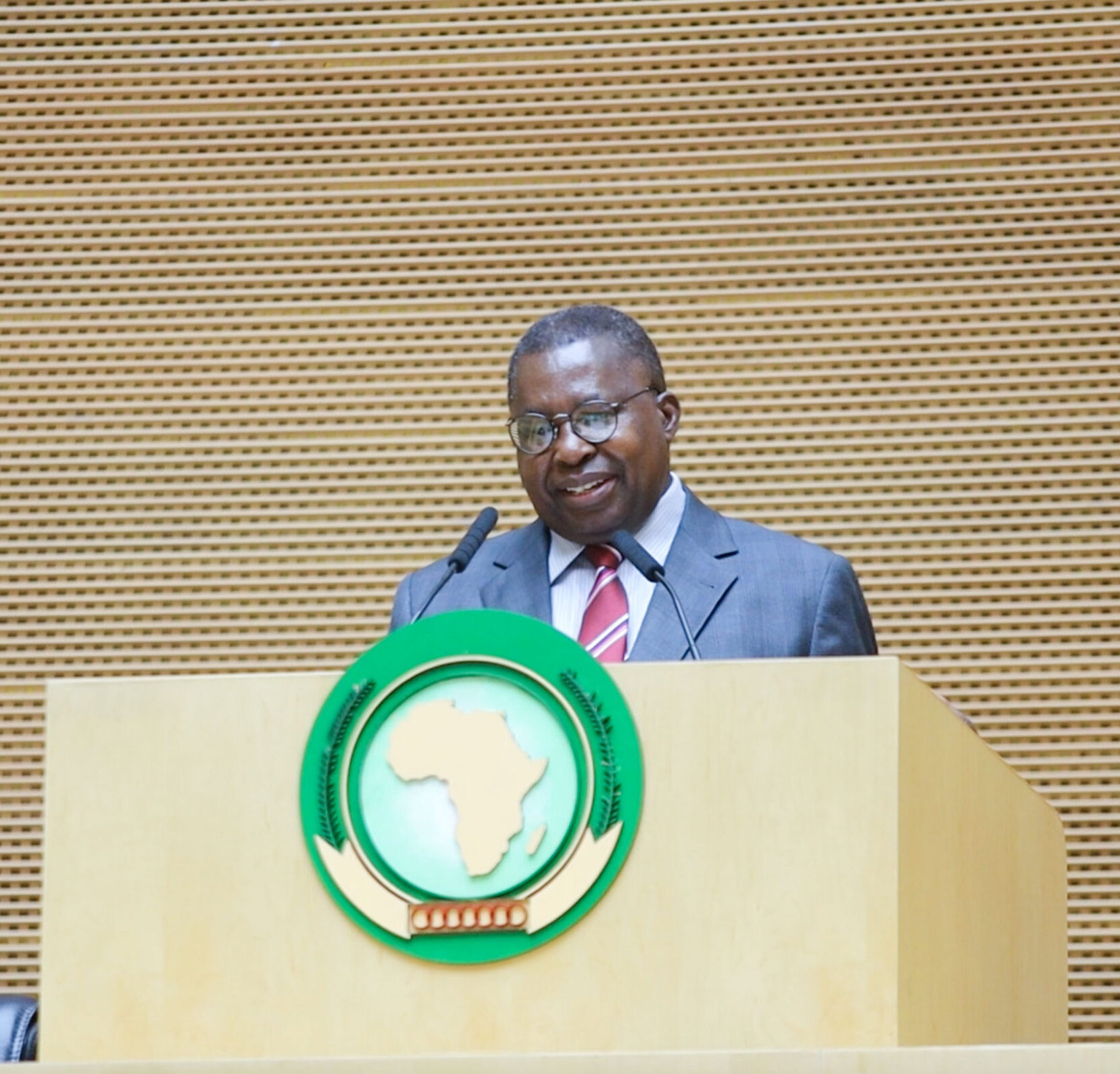 The Commissioner of Economic Development, Trade, Tourism, Industry, and Minerals giving his keynote address at the African Union MSME Forum for Small Businesses and MSMEs in Africa